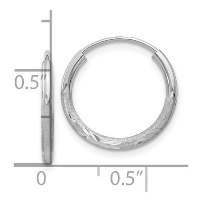 10K White Gold 16mm Diamond-Cut Endless Hoop Earrings – view 4