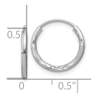 10K White Gold 14mm Diamond-Cut Endless Hoop Earrings – view 5