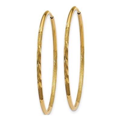 10K Yellow Gold 30mm Diamond-Cut Endless Hoop Earrings – view 3