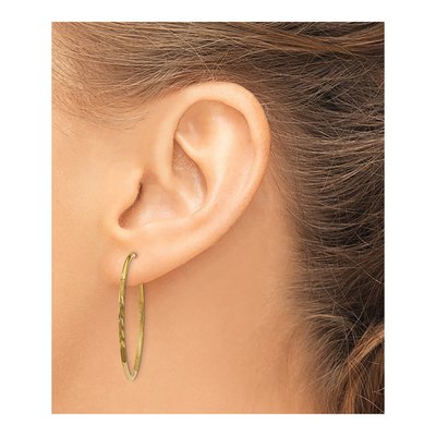 10K Yellow Gold 30mm Diamond-Cut Endless Hoop Earrings – view 4