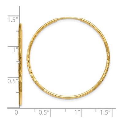10K Yellow Gold 30mm Diamond-Cut Endless Hoop Earrings – view 5