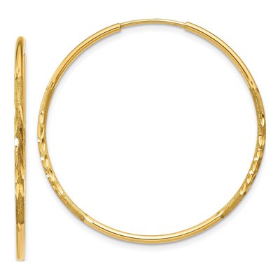 10K Yellow Gold 30mm Diamond-Cut Endless Hoop Earrings