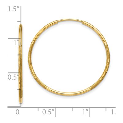 10K Yellow Gold 25mm Diamond-Cut Endless Hoop Earrings – view 5