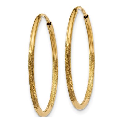 10K Yellow Gold 20mm Diamond-Cut Endless Hoop Earrings – view 3