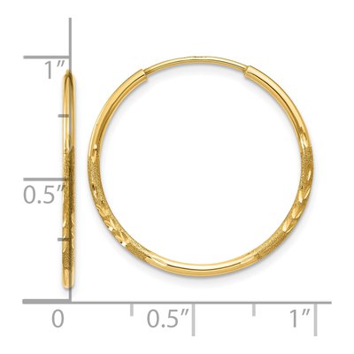 10K Yellow Gold 20mm Diamond-Cut Endless Hoop Earrings – view 5