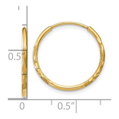 10K Yellow Gold 18mm Diamond-Cut Endless Hoop Earrings – view 5