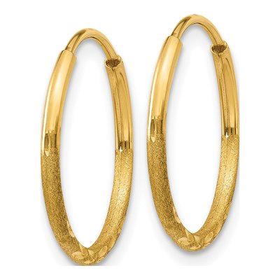 10K Yellow Gold 16mm Diamond-Cut Endless Hoop Earrings – view 3