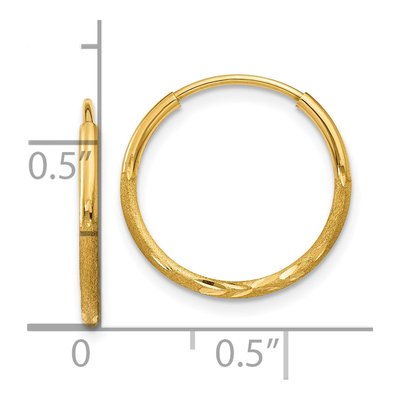 10K Yellow Gold 16mm Diamond-Cut Endless Hoop Earrings – view 5