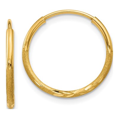 10k 1.25mm Diamond-cut Endless Hoop Earring