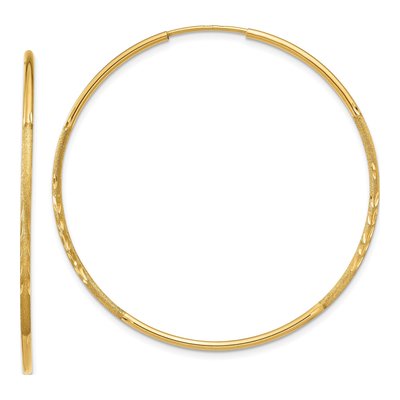 10K Yellow Gold 40mm Diamond-Cut Endless Hoop Earrings