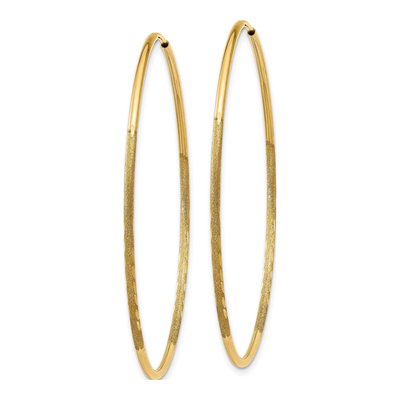 10K Yellow Gold 45mm Diamond-Cut Endless Hoop Earrings – view 3