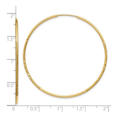 10K Yellow Gold 45mm Diamond-Cut Endless Hoop Earrings – view 5