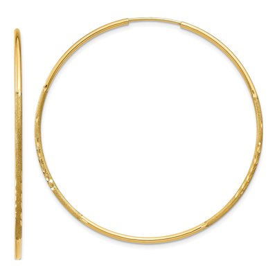 10K Yellow Gold 45mm Diamond-Cut Endless Hoop Earrings