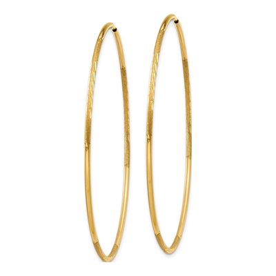10K Yellow Gold 50mm Diamond-Cut Endless Hoop Earrings – view 3
