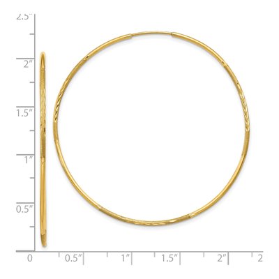 10K Yellow Gold 50mm Diamond-Cut Endless Hoop Earrings – view 5