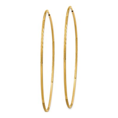 10K Yellow Gold 60mm Diamond-Cut Endless Hoop Earrings – view 3