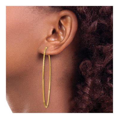 10K Yellow Gold 60mm Diamond-Cut Endless Hoop Earrings – view 4