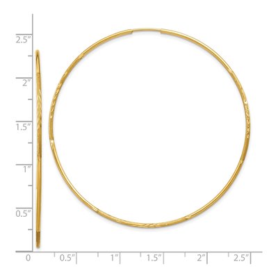 10K Yellow Gold 60mm Diamond-Cut Endless Hoop Earrings – view 5