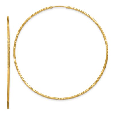 10K Yellow Gold 60mm Diamond-Cut Endless Hoop Earrings