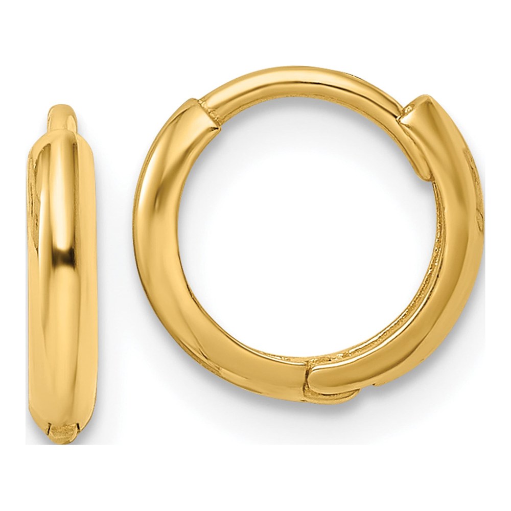 10K Yellow Gold 10mm Huggie Hoop Earrings