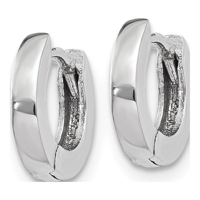 10K White Gold 9.5mm Huggie Hoop Earrings – view 2
