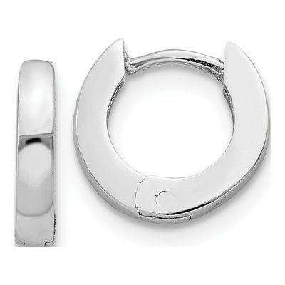 10K White Gold 9.5mm Huggie Hoop Earrings