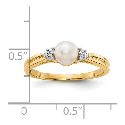 10K Yellow Gold Diamond & Pearl Ring – view 4