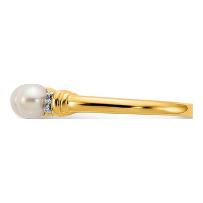 10K Yellow Gold Diamond Freshwater Pearl Ring – view 3