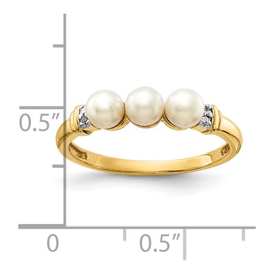 10K Yellow Gold Diamond Freshwater Pearl Ring – view 4