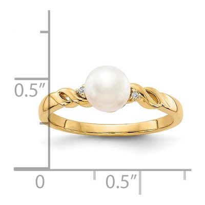 10K Yellow Gold Pearl Diamond Twist Ring – view 4