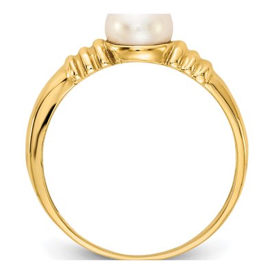 10K Yellow Gold Freshwater Cultured Pearl Button Ring – view 2
