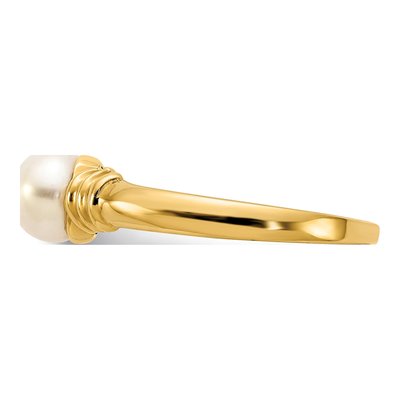 10K Yellow Gold Freshwater Cultured Pearl Button Ring – view 3