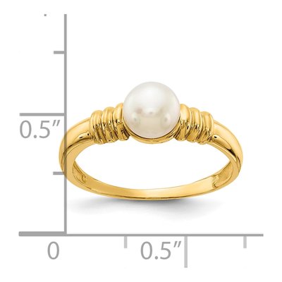 10K Yellow Gold Freshwater Cultured Pearl Button Ring – view 4