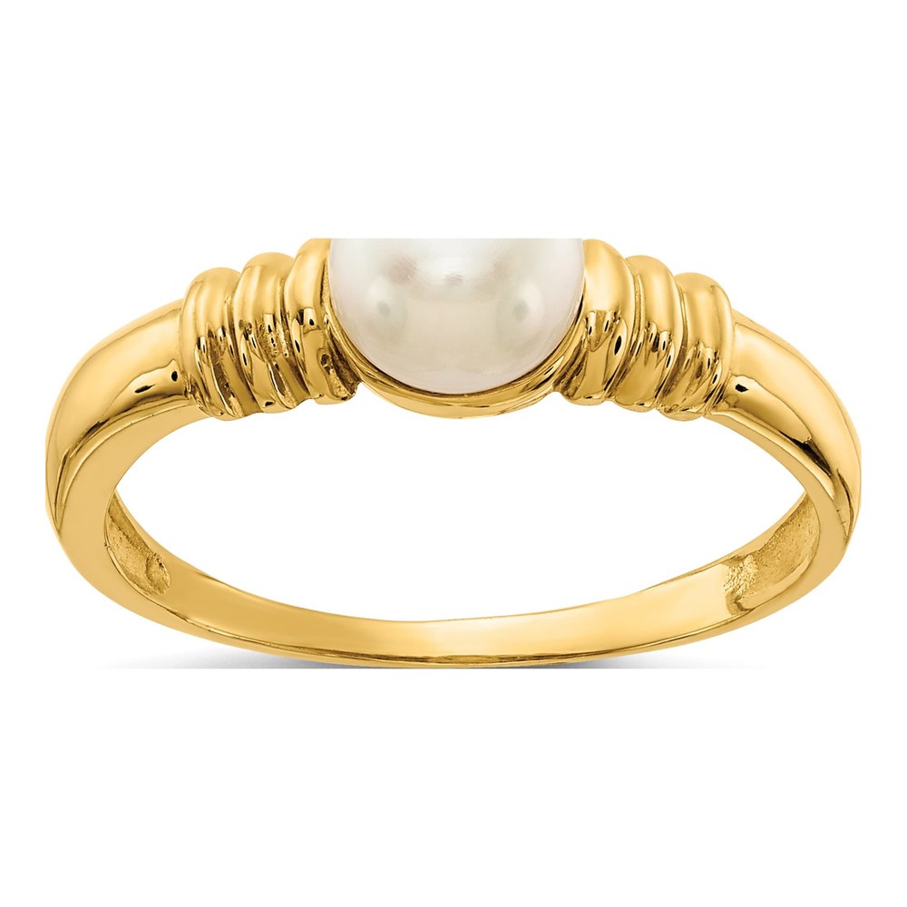 10K Yellow Gold Freshwater Cultured Pearl Button Ring