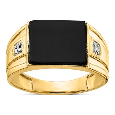Men's 10K Yellow Gold Onyx Diamond Ring Mounting