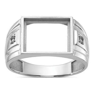 Men's 10K White Gold Cushion Onyx Ring Mounting