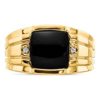 Men's 10K Yellow Gold Onyx Diamond Ring Mounting – view 5