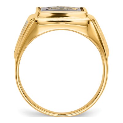Men's 10K Yellow Gold Lab-Created Ruby Masonic Ring – view 2
