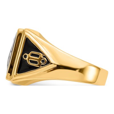 Men's 10K Yellow Gold Lab-Created Ruby Masonic Ring – view 3