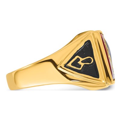Men's 10K Yellow Gold Lab-Created Ruby Masonic Ring – view 7