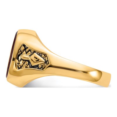Men's 10K Yellow Gold Lab-Created Ruby Masonic Ring – view 4
