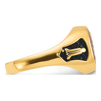 Men's 10K Yellow Gold Lab-Created Ruby Masonic Ring – view 8
