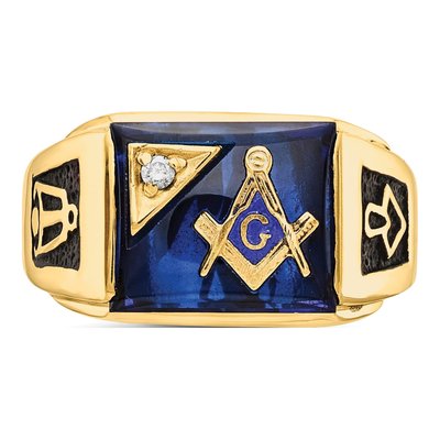 Men's 10K Yellow Gold Diamond Masonic Ring – view 4
