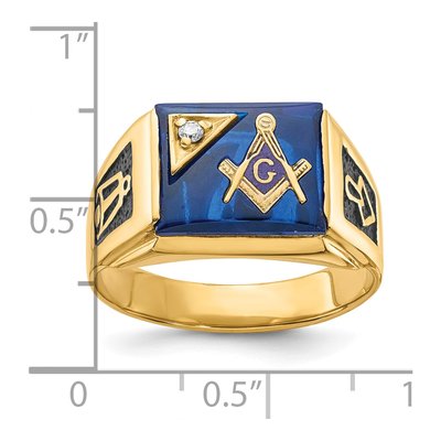 Men's 10K Yellow Gold Diamond Masonic Ring – view 8