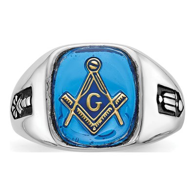 Men's 10K White Gold Masonic Ring – view 4