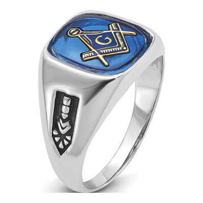 Men's 10K White Gold Masonic Ring – view 6