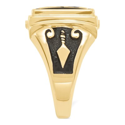 Men's 10K Yellow Gold Onyx Masonic Ring – view 3
