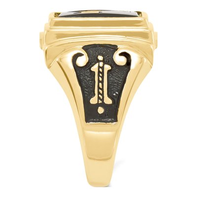 Men's 10K Yellow Gold Onyx Masonic Ring – view 4