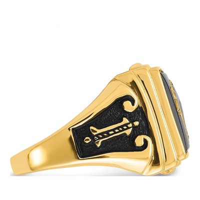 Men's 10K Yellow Gold Onyx Masonic Ring – view 7