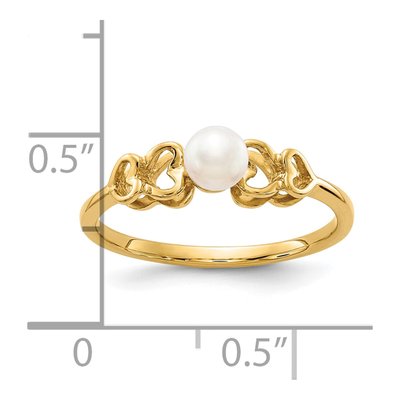 10K Yellow Gold Freshwater Cultured Pearl Round Ring – view 2